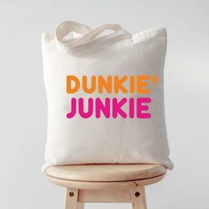 Dunkie Junkie Tote Bag, Dunkin Donut Obsess tote Bag, Coffee Lover Tote Bag
